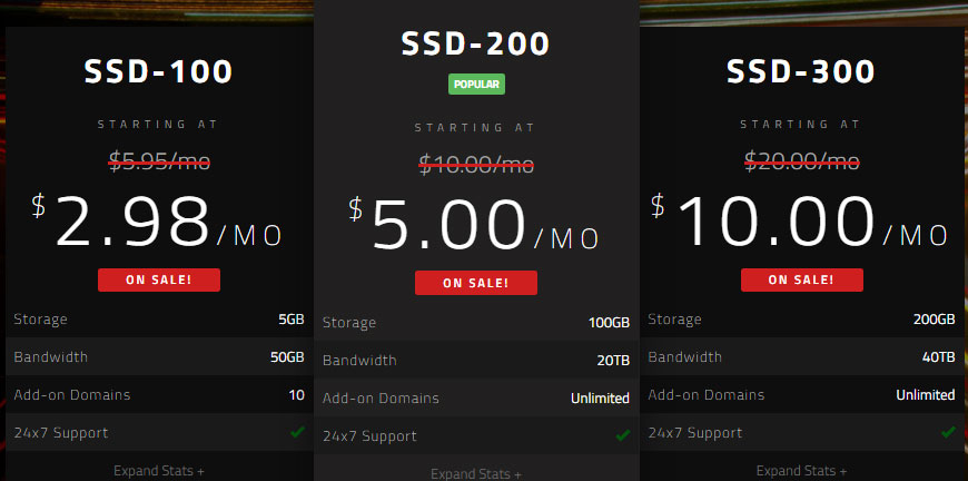 eleven2 shared ssd hosting packages