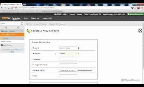 Tutoriel PlanetHoster, comment créer un compte cPanel à partir du WHM ?