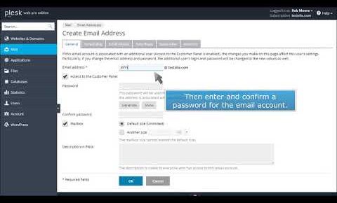 How to create an email account in Plesk