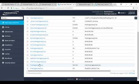 Gestionando registros dns en Plesk onyx