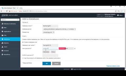 Plesk –  Part 2 –  How to create or Add new database