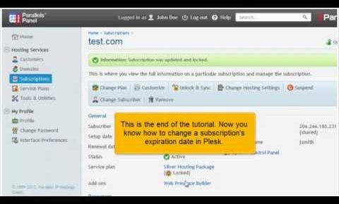 How to change a subscription's Expiration Date in Plesk 11
