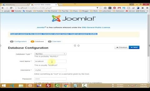 Joomla 3.6 install – Could not connect to the database | Could not connect to MySQL | Problem Solve