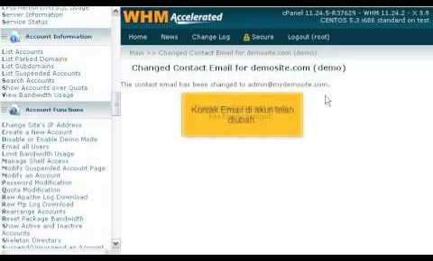 Cara mengubah alamat email kontak akun di WHM cPanel Hosting By riauhost.net